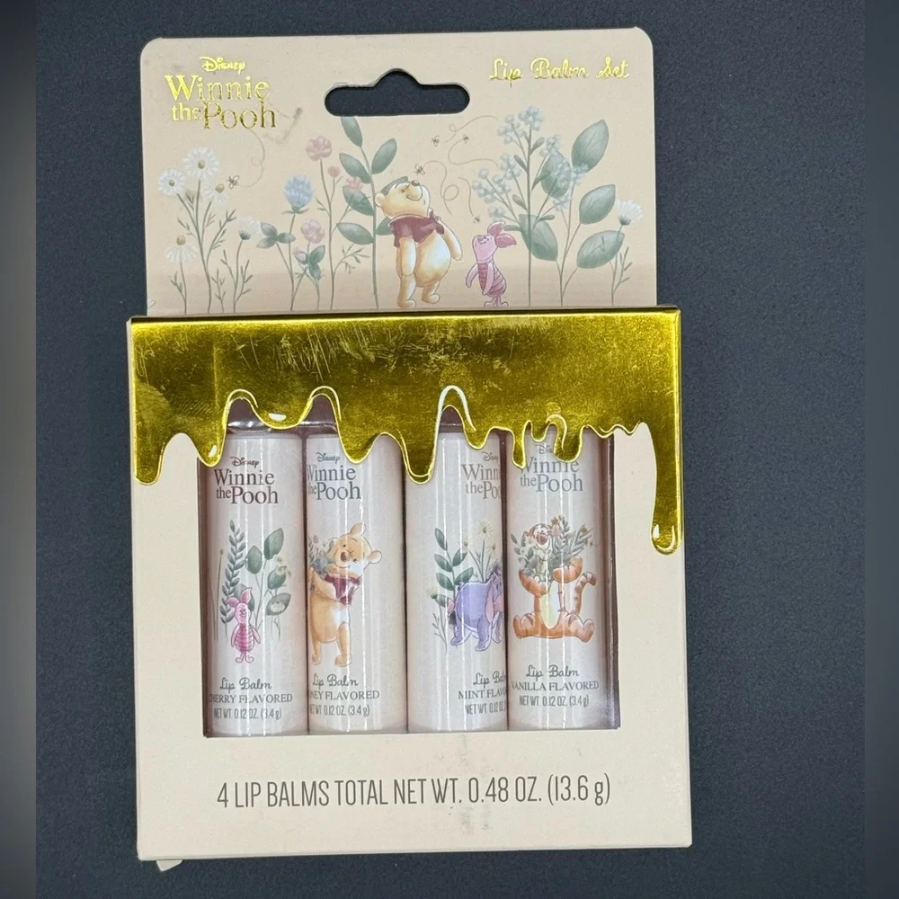 Disney Winnie the Pooh Lip Balm Set of 4 Flavored Brand New